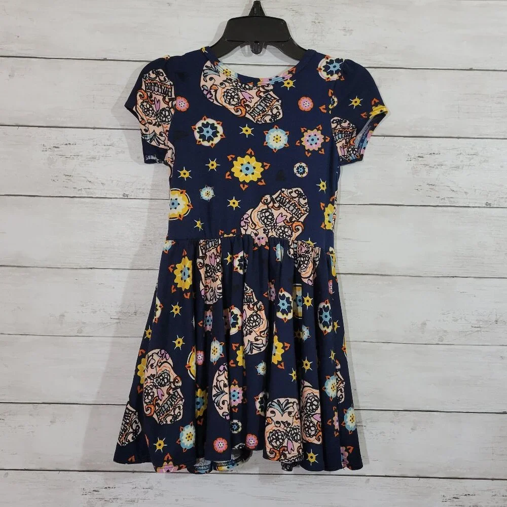 Dot Dot Smile Blue Sugar‎ Skull Baby Girl Toddler Kids Dress Spring Size 2T